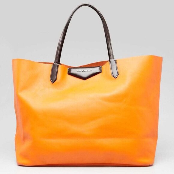 Givenchy Orange/Brown Leather Antigona Large Tote Bag - Picture 1 of 10